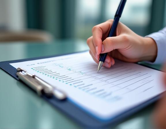 Operatore addetto al controllo qualità compila una checklist per Trama Chiara